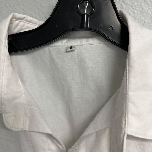 Commense Asymmetrical Cotton Crop Shirt Raw Hem Blouse Nwt Size Small Womens - Picture 7 of 8